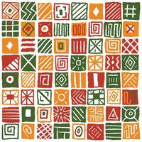 Abstract geometric square block tiles pattern with simple geometric lines and shapes. African ethnic print, wallpaper, background design for Black History Month, Juneteenth, Kwanzaa vector