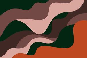 Abstract 3D wave art background design with brown, green and orange color combination for background design. Eps10 vector