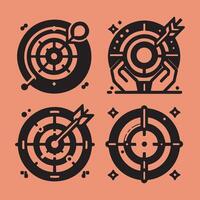 Target icon , crosshair symbol, and bullseye target in Illustration set for precision design vector