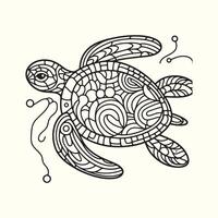 Sweet Turtle Whirl A Patterned Journey line art design. vector