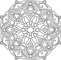 Sprightly Unique Mandala Flower Coloring Page With Symmetrical Design. vector