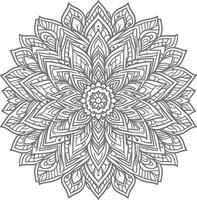 Tidy Unique Mandala Flower Coloring Page With Symmetrical Design. vector