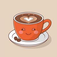 Darling A cup of coffee with a heart shape on it vector