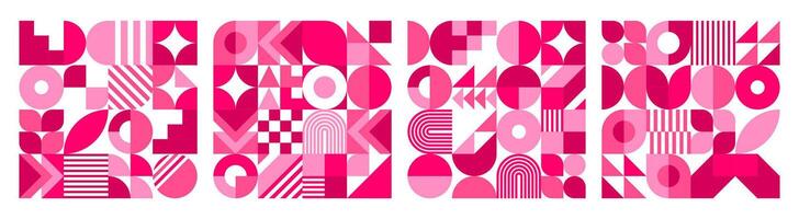Valentine day tile patterns with geometric shapes vector