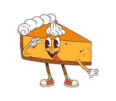 Groovy cake with whipped cream dessert character vector