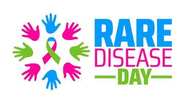 Rare Disease Day background banner or poster design template with hand design. observed every year in February. vector