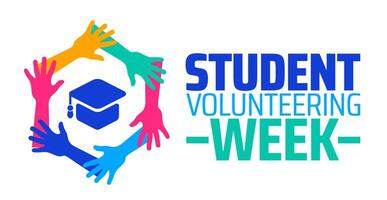 Student Volunteering Week background banner or poster design template. observed every year in February. Holiday concept. Use to any Template, card, poster, placard, template. vector