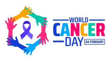 World Cancer Day background banner or poster design template with hand design. observed every year in February. vector