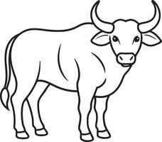 a bull is standing in a line drawing vector