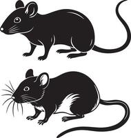 two black and white rats on a white background vector