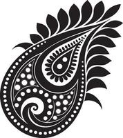 a black and white design with a paisley pattern vector
