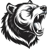 a bear head with its mouth open and its teeth showing vector