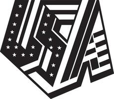 the usa logo is shown in black and white vector