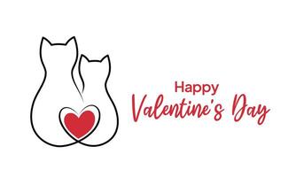 Romantic greeting card with text Happy Valentine's Day, red heart and vector