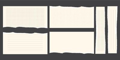 Paper scraps. Torn pieces of paper, with torn edges for notes, realistic torn pieces of blank note pages. illustration isolated vector