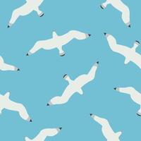 Seagull seamless pattern. Flying birds repeating background. Flat illustration for poster, wallpaper, wrapping, cover, textile. vector