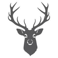 A graceful deer head silhouette with detailed antlers, set against a crisp white background, symbolizing elegance and wilderness. vector