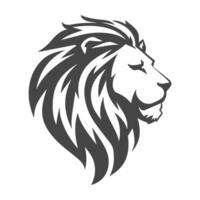 A detailed lion head silhouette with a proud, flowing mane, set on a white background, capturing confidence and beauty in simplicity. vector
