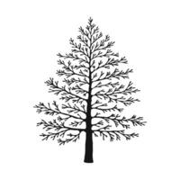 A bold tree silhouette with intricate branches and a sturdy trunk, set against a clean white background, showcasing the elegance of nature in a minimalist design. vector
