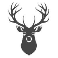 A striking deer head silhouette with intricate antlers, set on a pure white background, reflecting strength and simplicity. vector
