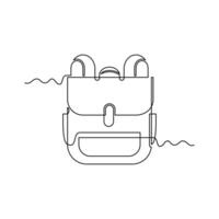 one line art backpack illustration. line art, one continuous line, simple, hand drawn and sketch style. for icons, symbols, signs or logos vector