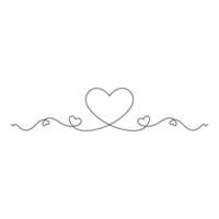 one line art heart illustration. line art, one continuous line, simple, hand drawn and sketch style. for icons, symbols, signs or logos vector