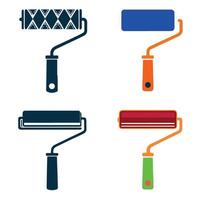 Roller set of icons in different styles. Construction, repair, paint, paint, vector