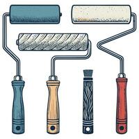 paint rollers with colorful paints background vector