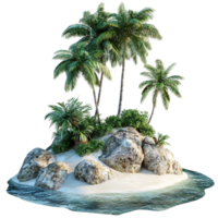 Isolated Island With Beach and Trees On Transparent Background png