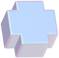 3D Rendering Holographic Pastel Cross Block 3D Shape png