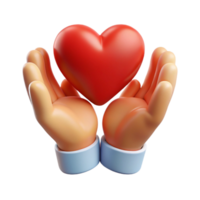 3D Heart Shape Held by Two Open Hands png