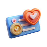Heart Symbol on Check Design in 3D png
