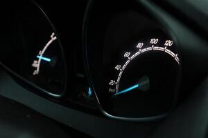 Close up shot of a speedometer in a car. At an engine speed. Car photo
