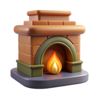 Christmas Fireplace with Fire in 3D Design png