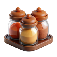 3D Icon of Small Glass Jars for Spices and Condiments png