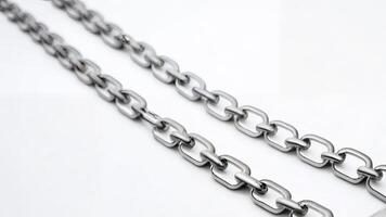 Two silver chains on white background. photo