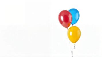 Three colorful balloons on white background. photo