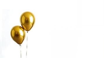 Two gold balloons on white background. photo