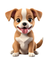 A small puppy sitting with its tongue out, wagging its tail., Cartoon style, 3d render, transparent wallpaper, isolated, cutout render image. png
