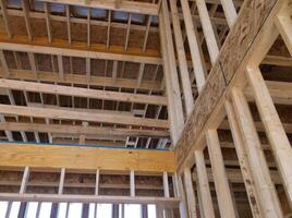 A wooden frame is being built photo
