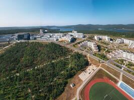 View from a drone on the modern campus of the university photo