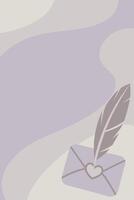 An antique love letter elegantly wrapped with a silky ribbon, resting beside a traditional feather quill on a soft beige gradient background with ample space for text. vector