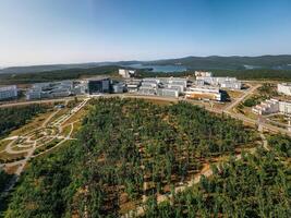 View from a drone on the modern campus of the university photo