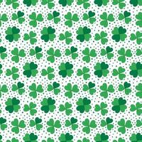 Abstract Quatrefoil and Shamrock with dots Seamless Pattern in monochrome green. St Patrick Day fond. Isolated Wrapping, wallpaper, thematic cards or web promo leaflets, banner, print materials vector