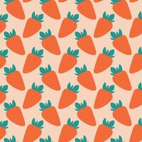 Strawberries with leaves colorful Seamless pattern in Summer shades. Healthy eating background idea. Isolated illustration Wallpaper, wrapping or web promo leaflet background, card, banner, tag vector