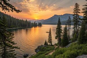 sunset over lake kane, wyoming photo