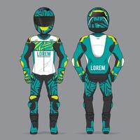 Abstract Design of Motorcycle Racing Suit Template Front and Back vector