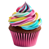 Cupcake with Rainbow Frosting png