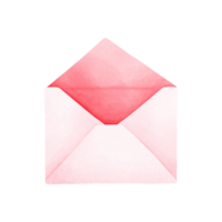 Watercolor painting of a white envelope with red inside, vintage Valentine's Day envelope png