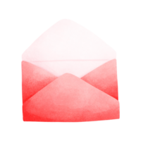 Watercolor painting of a red envelope. The inside of the envelope is light pink, representing Valentine's Day. png